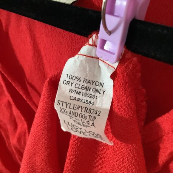 Lucy Love Red Bohemian Hippie Festival Sexy Renaissance Faire Peasant Blouse S - Picture 8 of 9